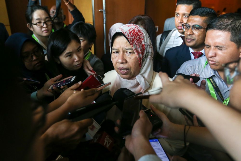Housing and Local Government Minister Zuraida Kamaruddin speaks to reporters at the 2019 Smart Cities Asia Conference and Exhibition in Kuala Lumpur September 11, 2019. u00e2u20acu201d Picture by Firdaus Latif