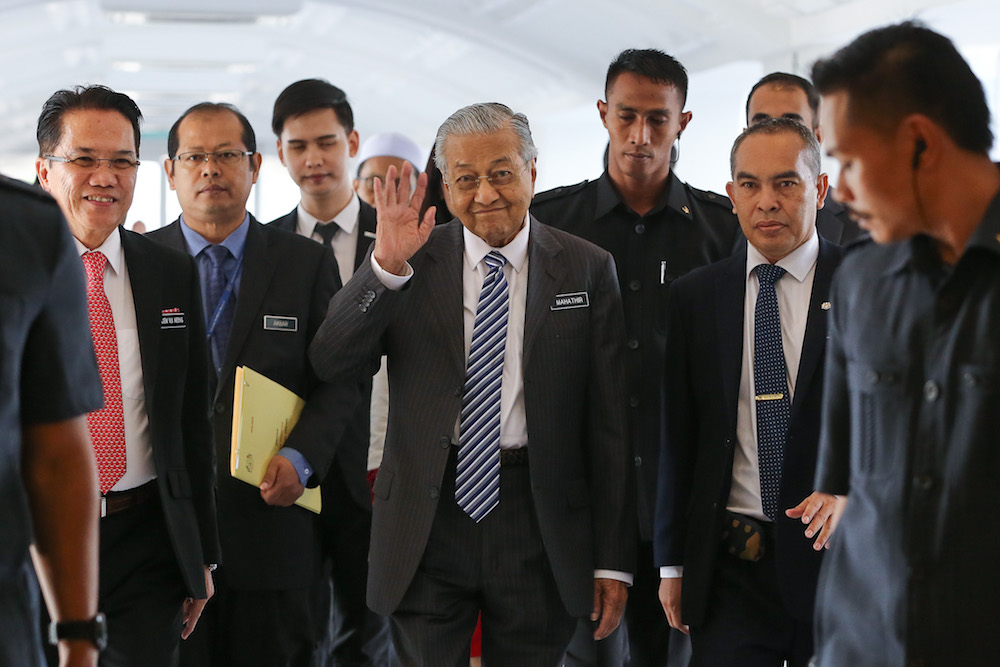 Prime Minister Tun Dr Mahathir Mohamad arrives in Parliament October 7, 2019. u00e2u20acu201d Picture by Yusof Mat Isa