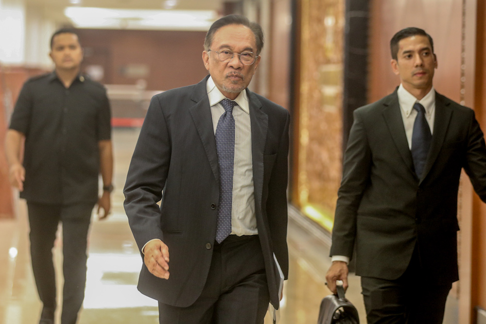 Port Dickson MP Datuk Seri Anwar Ibrahim is pictured in Parliament in Kuala Lumpur October 10, 2019. u00e2u20acu201d Picture by Firdaus Latif