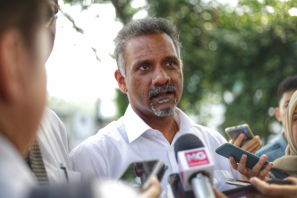 Lawyer/politician Ramkarpal Singh speaks to reporters outside Bukit Aman police headquarters in Kuala Lumpur October 14,2019. u00e2u20acu201d Picture by Ahmad Zamzahuri