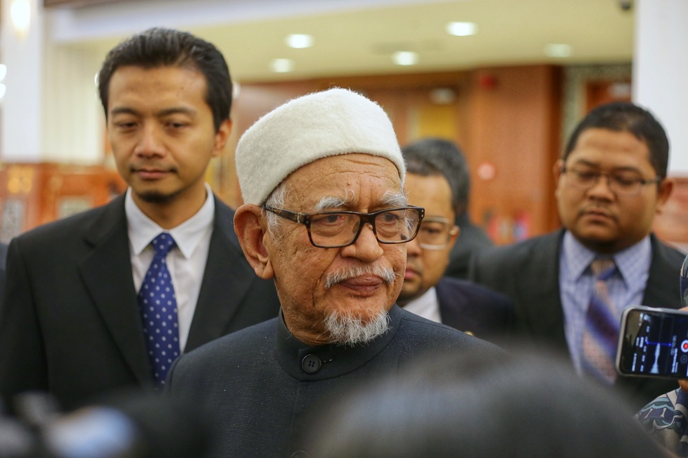 Datuk Seri Hadi Awang speaks to reporters at Parliament lobby October 15, 2019. u00e2u20acu201dnPicture by Ahmad Zamzahurin