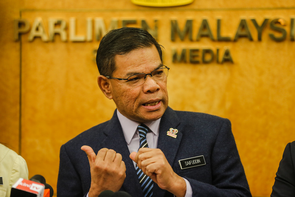 Domestic Trade and Consumer Affairs Minister Datuk Seri Saifuddin Nasution Ismail speaks during a press conference in Parliament October 31, 2019. u00e2u20acu201d Picture by Firdaus Latif