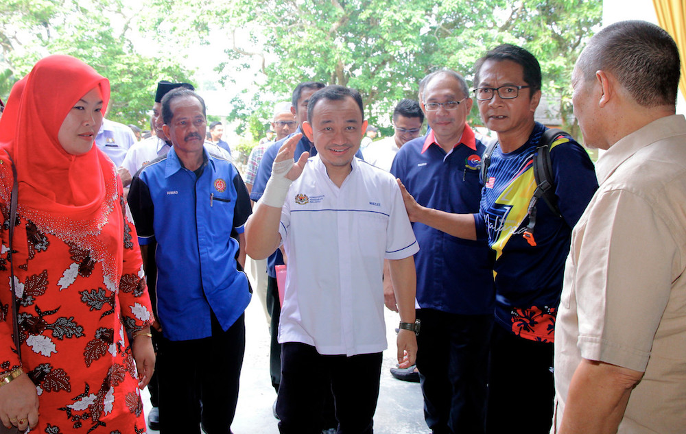 Education Minister Maszlee Malik arrives for the u00e2u20acu02dcLetu00e2u20acu2122s Go to School 2020u00e2u20acu2122 programme at Sekolah Menengah Kebangsaan (SMK) Teluk Kerang in Pontian October 20, 2019. u00e2u20acu201d Bernama pic