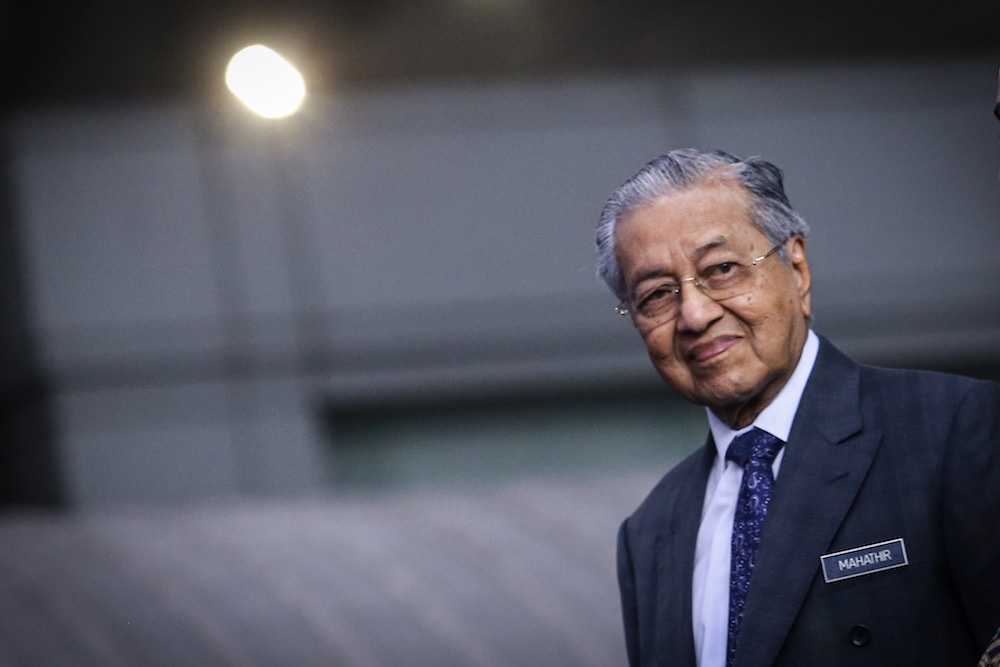 Prime Minister Tun Dr Mahathir Mohamad arrives for the launch of the National Transport Policy 2019-2030 at KL Sentral in Kuala Lumpur October 17, 2019. u00e2u20acu201d Picture by Hari Anggara