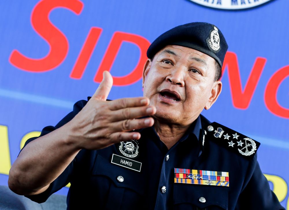 Inspector-General of Police Tan Sri Abdul Hamid Bador speaks to reporters during a media conference at the Marine Police Base in Batu Uban, George Town October 10, 2019. u00e2u20acu201d Picture by Sayuti Zainudin