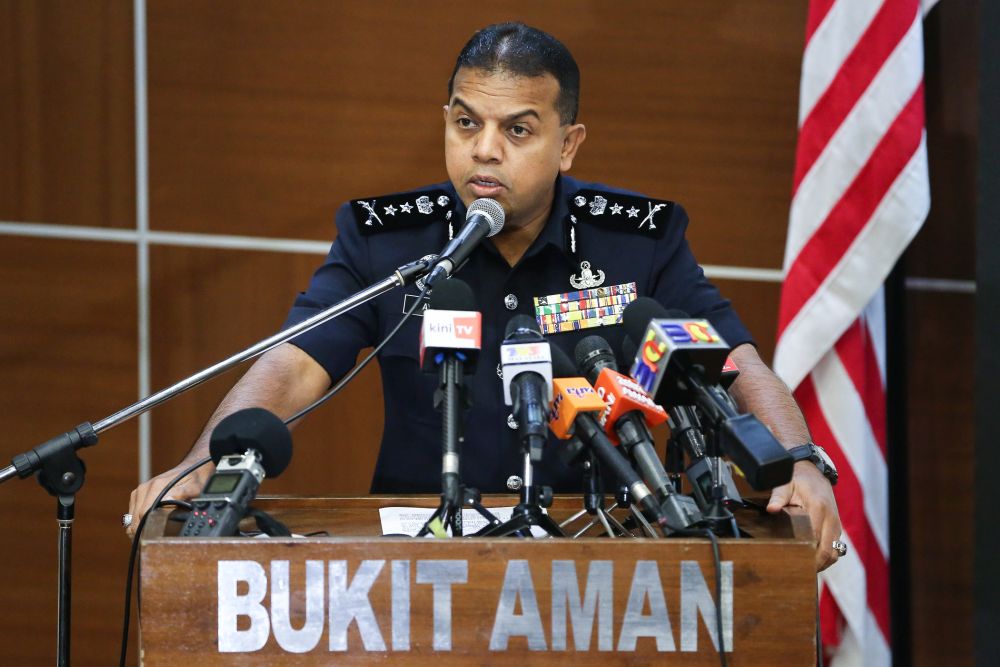 Principal assistant director of the Counter-Terrorism Division (E8) of the Special Branch Datuk Ayob Khan Mydin Pitchay speaks during a press conference at Bukit Aman in Kuala Lumpur October 13, 2019. u00e2u20acu201d Picture by Yusof Mat Isa