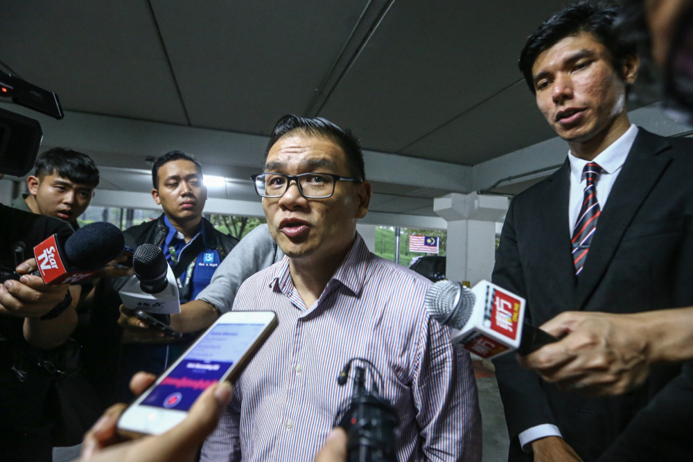 Asian Comic Cultural Museum Curator Hew Kuan Yau speaks to the media after giving his statement at the Bukit Aman headquarters October 23, 2019. u00e2u20acu201d Picture by Hari Anggara