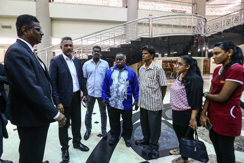 RSN Rayer and Ramkarpal Singh meet the relatives of the detainees at the Kuala Lumpur Courts Complex October 21, 2019. u00e2u20acu201d Picture by Hari Anggara