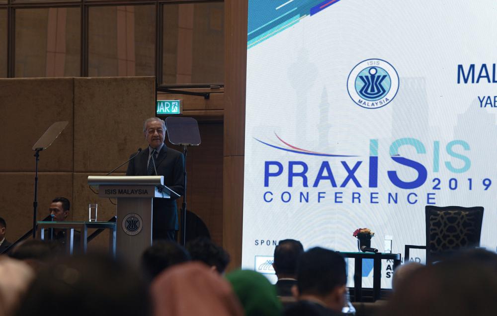 Prime Minister Tun Dr Mahathir Mohamad speaks during the Malaysian Beyond 2020 conference at Hilton Kuala Lumpur today, October 21, 2019. u00e2u20acu2022 Bernama pic