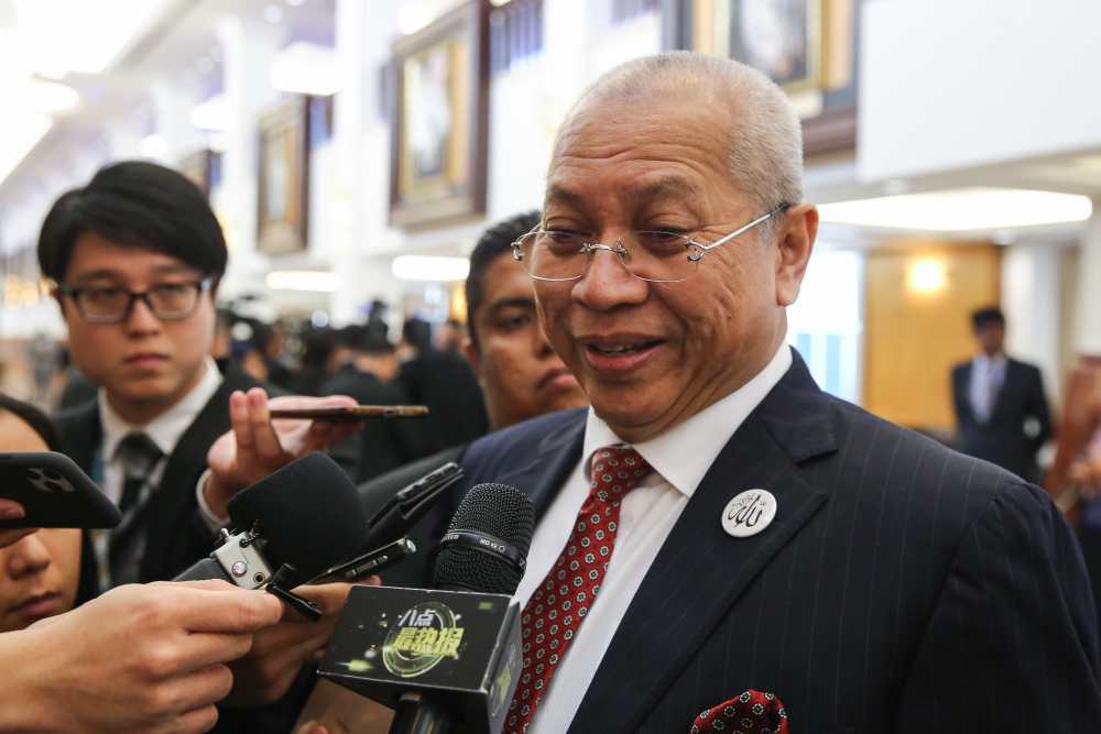 Keterah MP Tan Sri Annuar Musa speaks to reporters at Parliament in Kuala Lumpur October 21, 2019. u00e2u20acu2022 Picture by Yusof Mat Isa