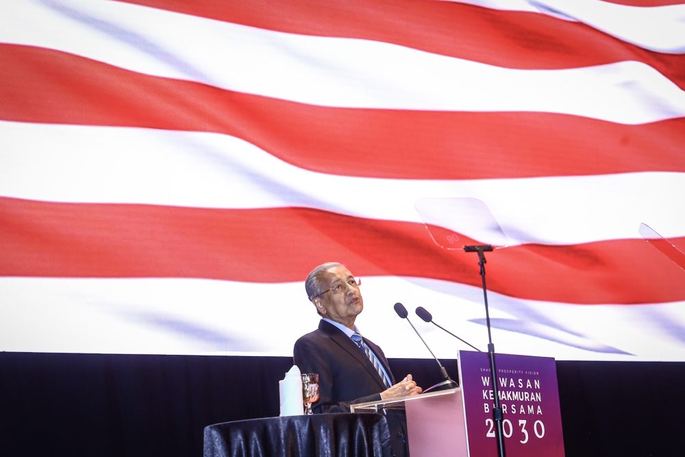 Prime Minister Tun Dr Mahathir Mohamad speaks during the launch of the Shared Prosperity Vision 2030 in Kuala Lumpur October 5, 2019. u00e2u20acu2022 Picture by Hari Anggara