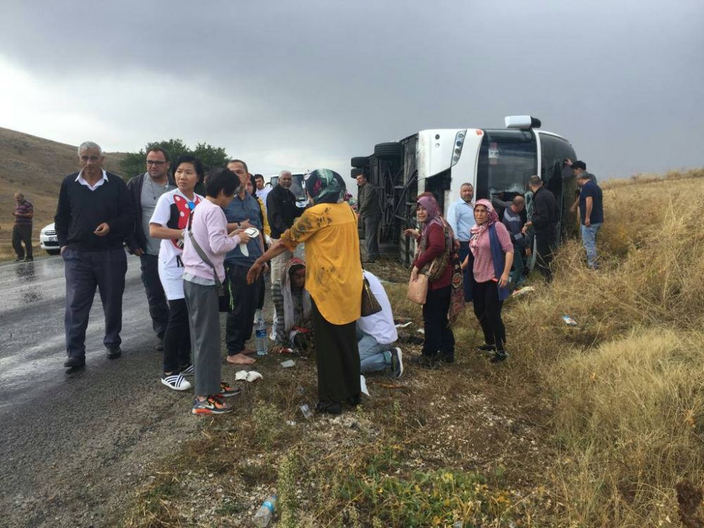 The bus crash took place at Afyonkarahisar, causing one death while 10 more people were injured. u00e2u20acu201d Picture via Twitter