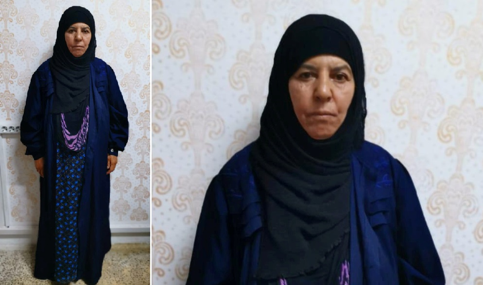 Rasmiya Awad, believed to be the sister of slain Islamic State leader Abu Bakr al-Baghdadi, who was captured on Monday in the northern Syrian town of Azaz by Turkish security officials, is seen in an unknown location in an undated picture provided by Turk