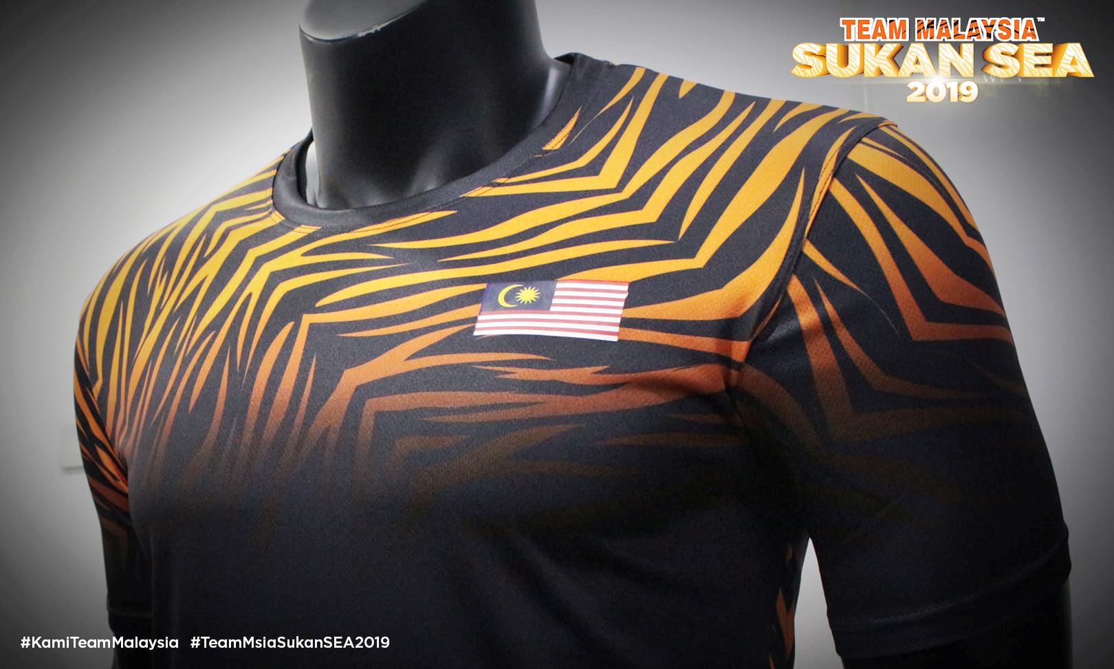 最新虎纹队服的设计，是直接将虎纹延伸到袖子，在此之前的袖子是橘色单色。-摘自Team Malaysia脸书-