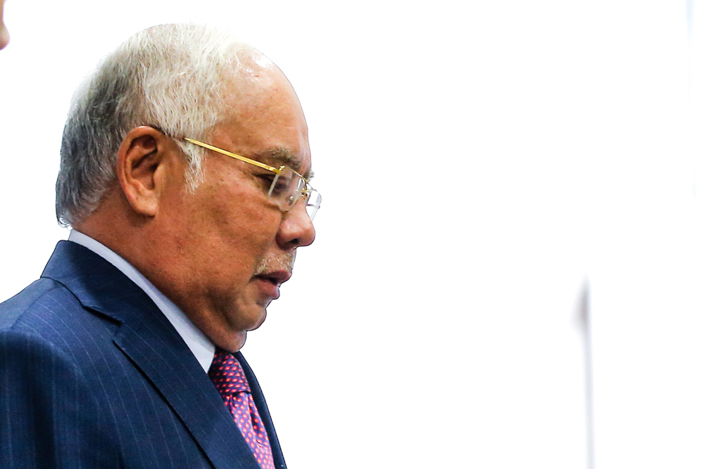 Former prime minister Datuk Seri Najib Razak at the Kuala Lumpur Court Complex during the 1MDB trial November 7, 2019. u00e2u20acu201d Picture by Hari Anggara