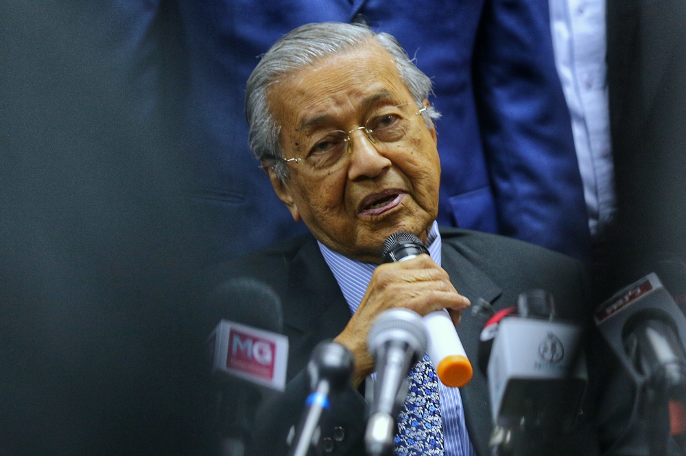 PPBM chairman Tun Dr Mahathir Mohamad speaks during the Bersatu press conference at Yayasan Selangor in Petaling Jaya November 20, 2019. u00e2u20acu201d Picture by Ahmad Zamzahuri