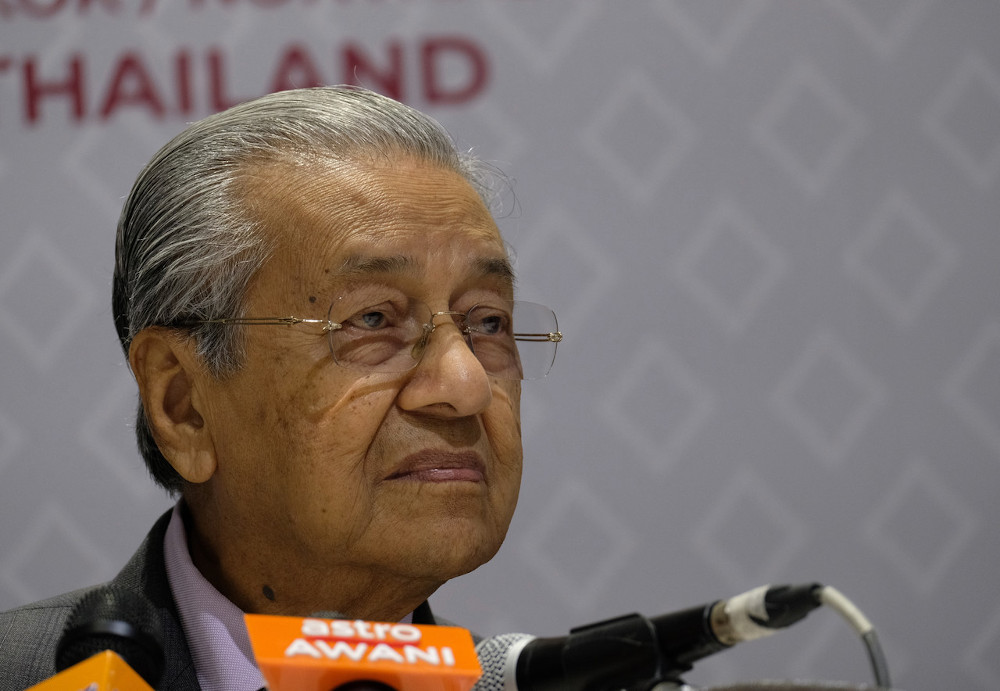 Malaysian Prime Minister Tun Dr Mahathir Mohamad speaks at a press conference during the 22nd Asean-China Summit at IMPACT Muang Thong Thani, Bangkok November 3, 2019. u00e2u20acu201d Bernama pic