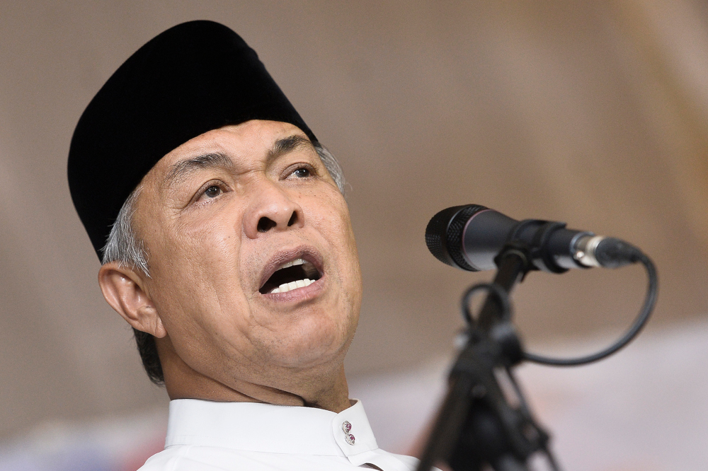 Umno President Datuk Seri Ahmad Zahid Hamidi gives a speech during the launching of Muafakat Nasional Selangor in Shah Alam November 23, 2019. u00e2u20acu201d Picture by Miera Zulyana