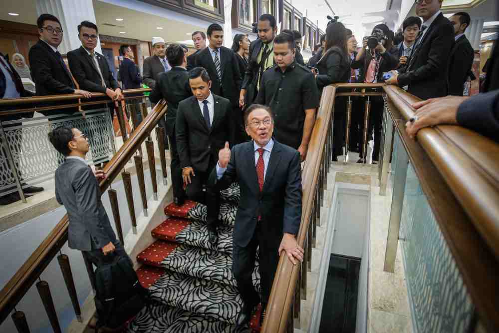 Port Dickson MP Datuk Seri Anwar Ibrahim is seen at Parliament on November 19, 2019. u00e2u20acu2022 Picture by Hari Anggara