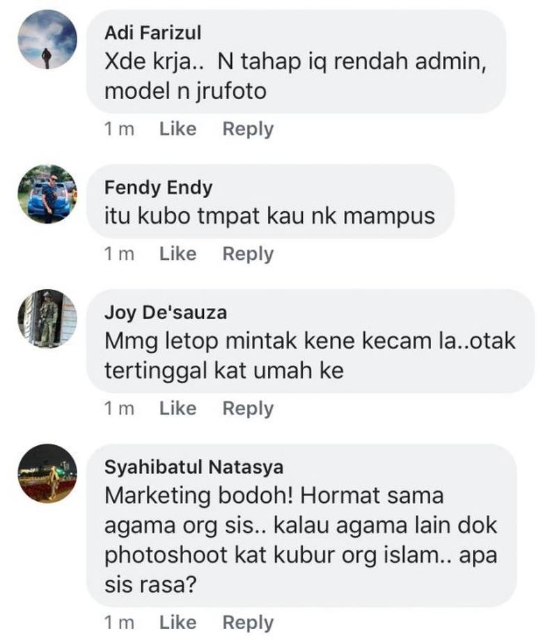 很多网民脸书留言纷纷留言谴责该婚纱公司负责人。-摘自Nur Amirah Mohd Amiruddin脸书-