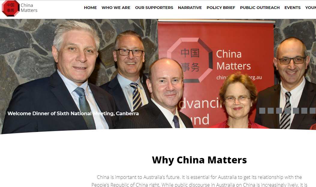 Screengrab of the internet portal of China Matters, an Australia-based think-tank, at chinamatters.org.au.