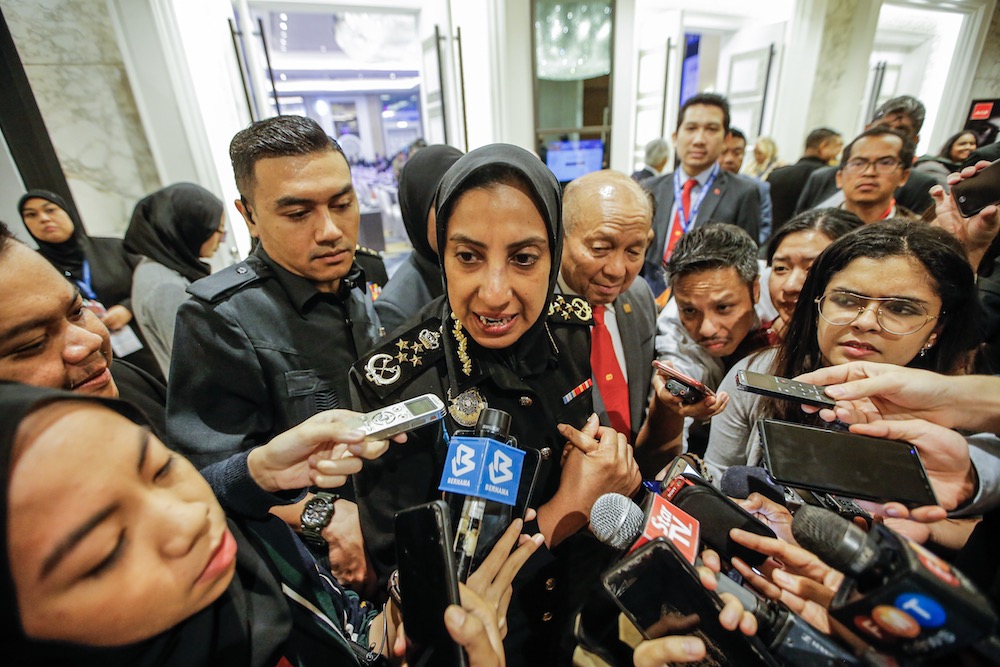 Malaysian Anti-Corruption Commission (MACC) Chief Commissioner Latheefa Koya speaks to reporters after the 11th International Conference on Financial Crime and Terrorism Financing 2019 in Kuala Lumpur November 5, 2019. u00e2u20acu201d Picture by Hari Anggara