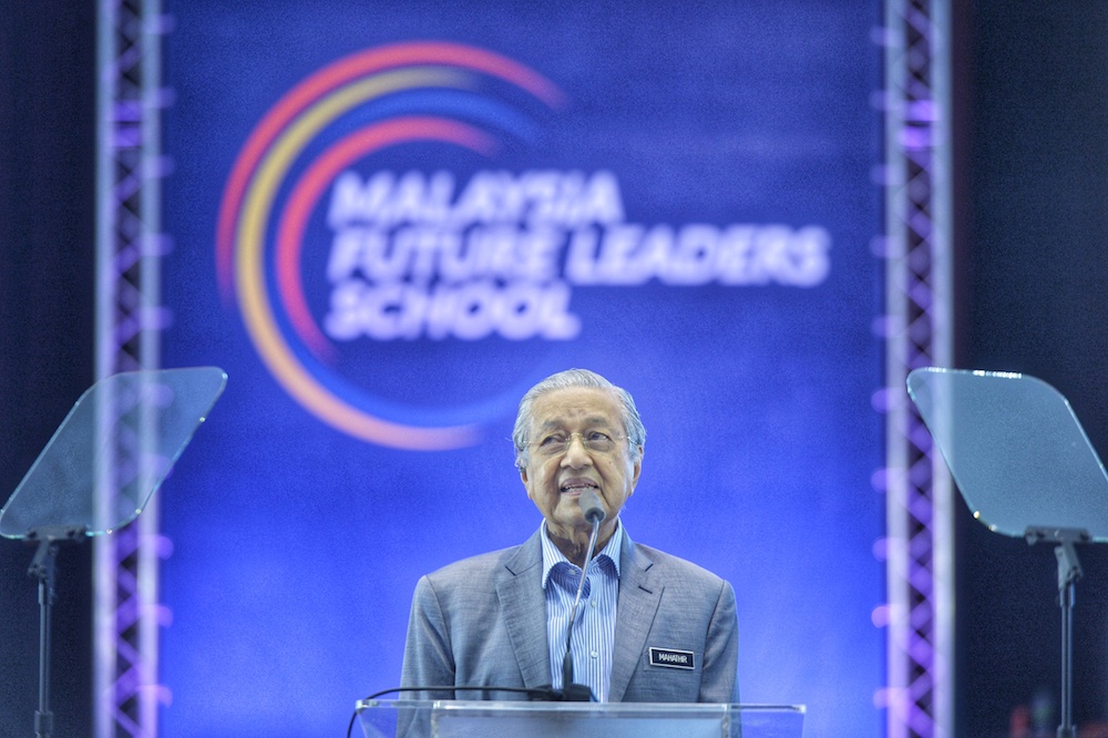 Prime Minister Tun Dr Mahathir Mohamad delivers a keynote address during the Alumni Malaysia Future Leaders School (MFLS) convention at Universiti Kebangsaan Malaysia November 22, 2019. u00e2u20acu201d Picture by Shafwan Zaidon
