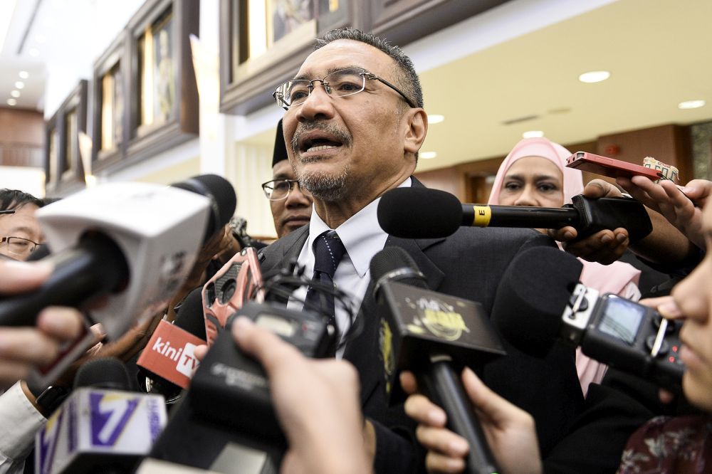 Semberong MP, Datuk Seri Hishammuddin Hussein speaks to reporters at Parliament in Kuala Lumpur November 12, 2019. u00e2u20acu201d Picture by Miera Zulyana