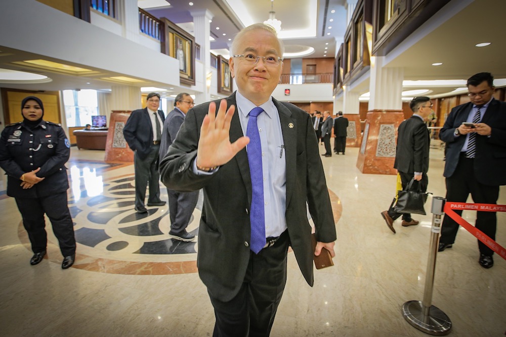 Datuk Seri Wee Ka Siong is seen in the lobby of Parliament in Kuala Lumpur November 4, 2019. u00e2u20acu201d Picture by Hari Anggara