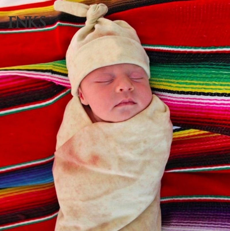 墨西哥卷饼婴儿毯和帽子。-图取自Shopee-
