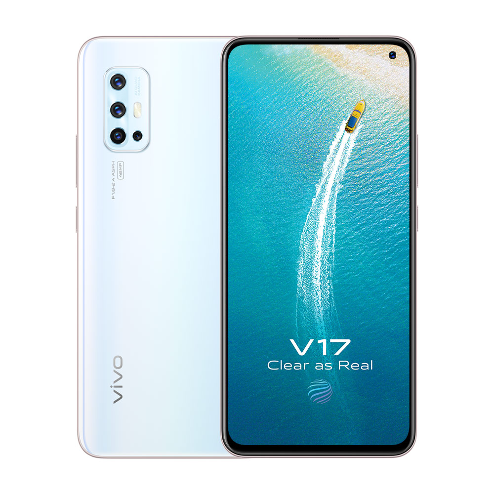 Vivo V17配备L型相机设置，由四摄像头组成，分别是48MP主摄镜头、8MP超广角镜头、2MP微距镜头及2MP景深镜头。-图取自Vivo官网-