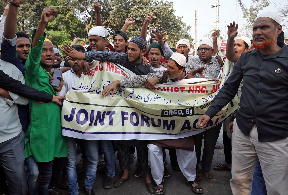 Demonstrators shout slogans during a protest against the Citizenship Amendment Bill in Kolkata December 9, 2019. u00e2u20acu201d Reuters pic
