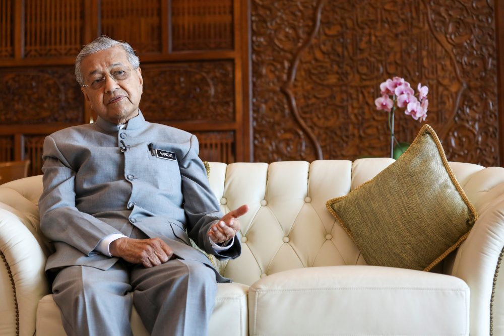 Malaysiau00e2u20acu2122s Prime Minister Tun Dr Mahathir Mohamad speaks during an interview with Reuters in Putrajaya December 10, 2019. u00e2u20acu201d Reuters pic