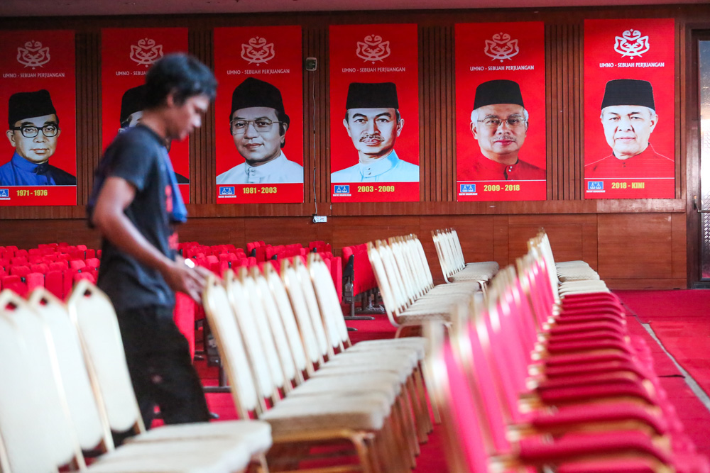Preparations in full swing for the 2019 Umno general assembly at Putra World Trade Centre in Kuala Lumpur December 3, 2019. u00e2u20acu201d Picture by Choo Choy May
