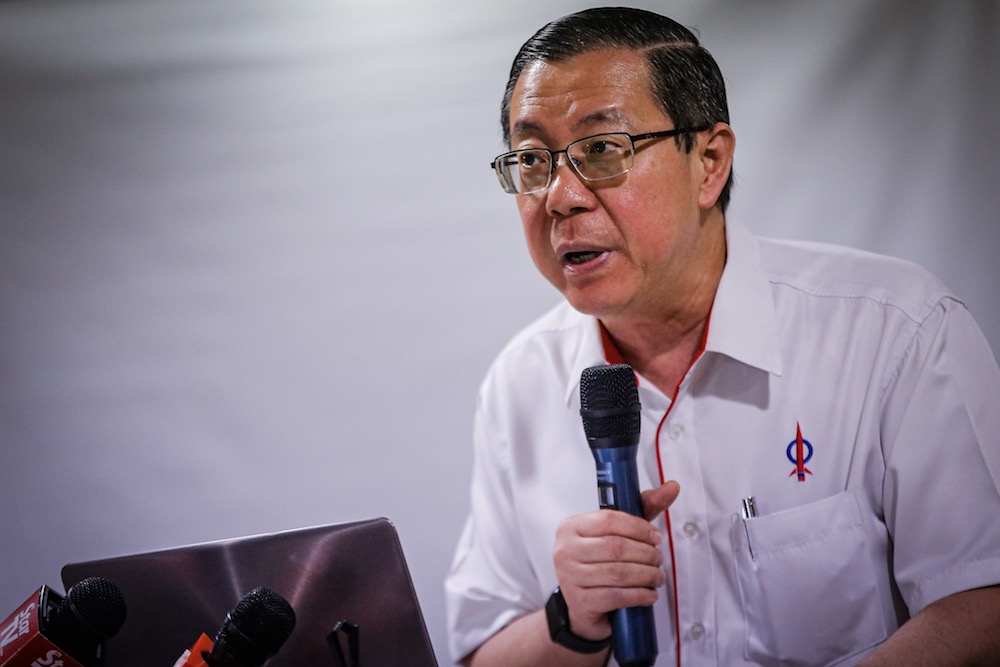 DAP secretary-general, Lim Guan Eng, addresses the DAP Federal Territory State Annual Conversation 2019 at the DAP headquarters in Kuala Lumpur December 8, 2019. u00e2u20acu201d Picture by Hari Anggara