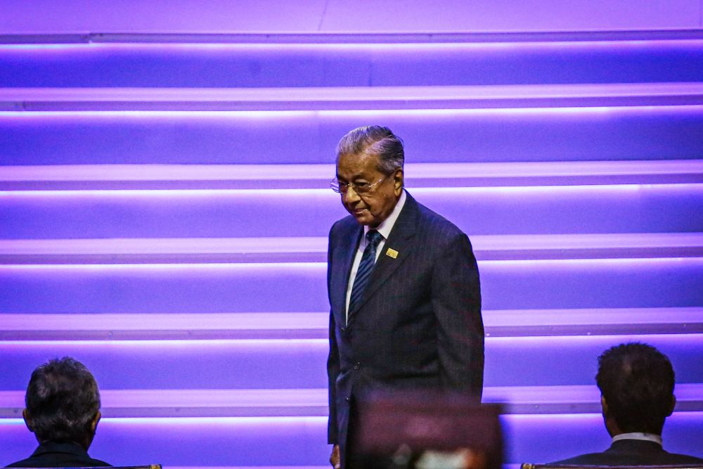 Prime Minister Tun Dr Mahathir Mohamad is pictured at the Kuala Lumpur Summit 2019 at the Kuala Lumpur Convention Centre December 19, 2019. u00e2u20acu201d Picture by Hari Anggara