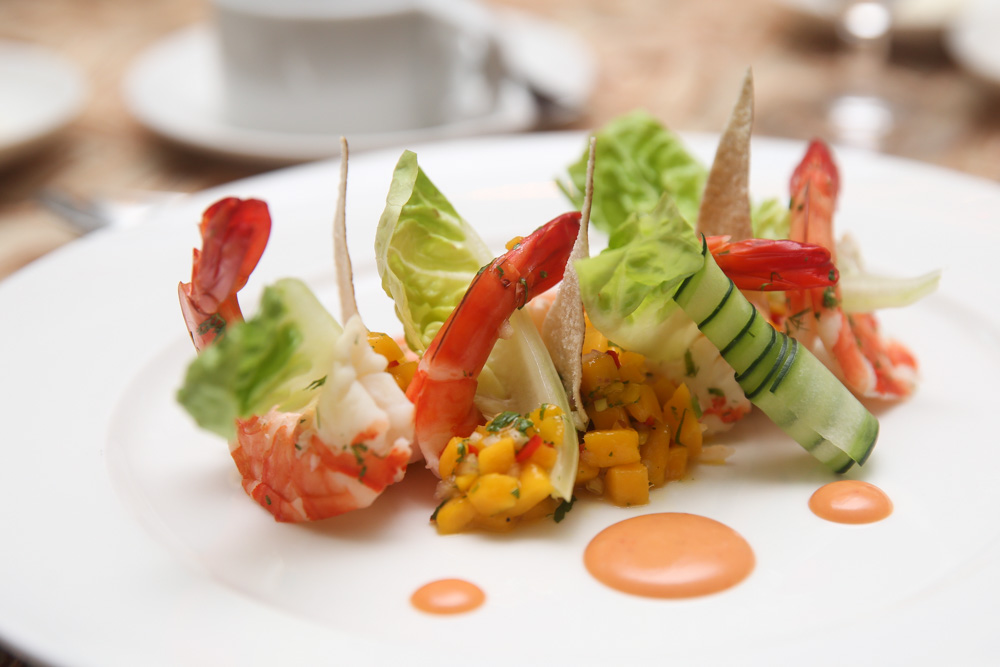 Light and fresh flavours take centre stage in the poached river prawn appetiser. u00e2u20acu201d Picture by Choo Choy May