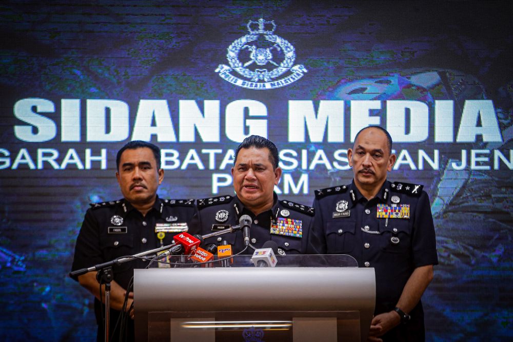 Federal Criminal Investigations Department director Datuk Huzir Mohamed speaks to reporters during a press conference at the Selangor police headquarters December 16, 2019. u00e2u20acu201d Picture by Hari Anggara