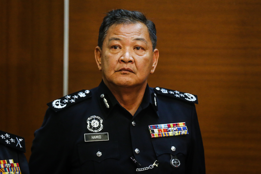 Inspector-General of Police Tan Sri Abdul Hamid Bador speaks during a press conference in Kuala Lumpur January 6, 2020. u00e2u20acu201d Picture by Firdaus Latif