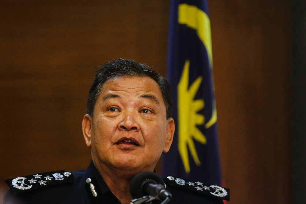 Inspector-General of Police Tan Sri Abdul Hamid Bador speaks during a press conference in Kuala Lumpur January 6, 2020. u00e2u20acu201d Picture by Firdaus Latif