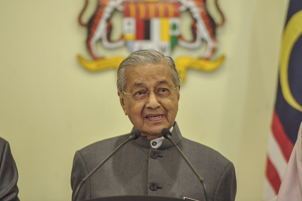 Prime Minister Tun Dr Mahathir Mohamad addresses a press conference in Putrajaya January 7, 2020. u00e2u20acu201d Picture by Shafwan Zaidon