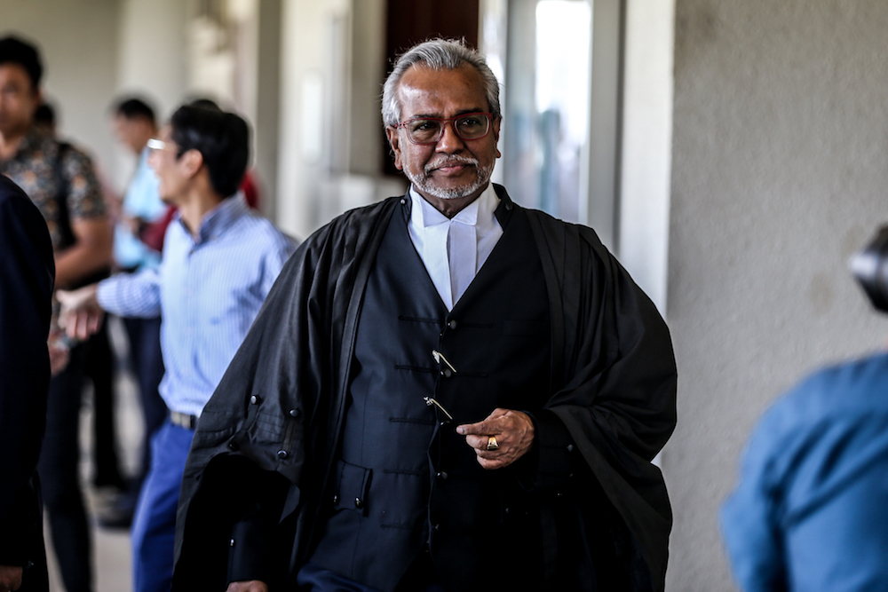 Lawyer Tan Sri Muhammad Shafee Abdullah is pictured at the Kuala Lumpur High Court January 8, 2020. u00e2u20acu201d Picture by Firdaus Latif