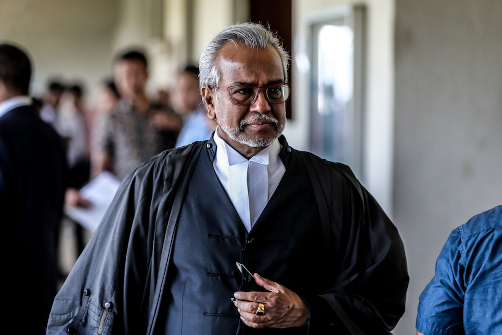 Lawyer Tan Sri Muhammad Shafee Abdullah is pictured at the Kuala Lumpur High Court January 8, 2020. u00e2u20acu201d Picture by Firdaus Latif
