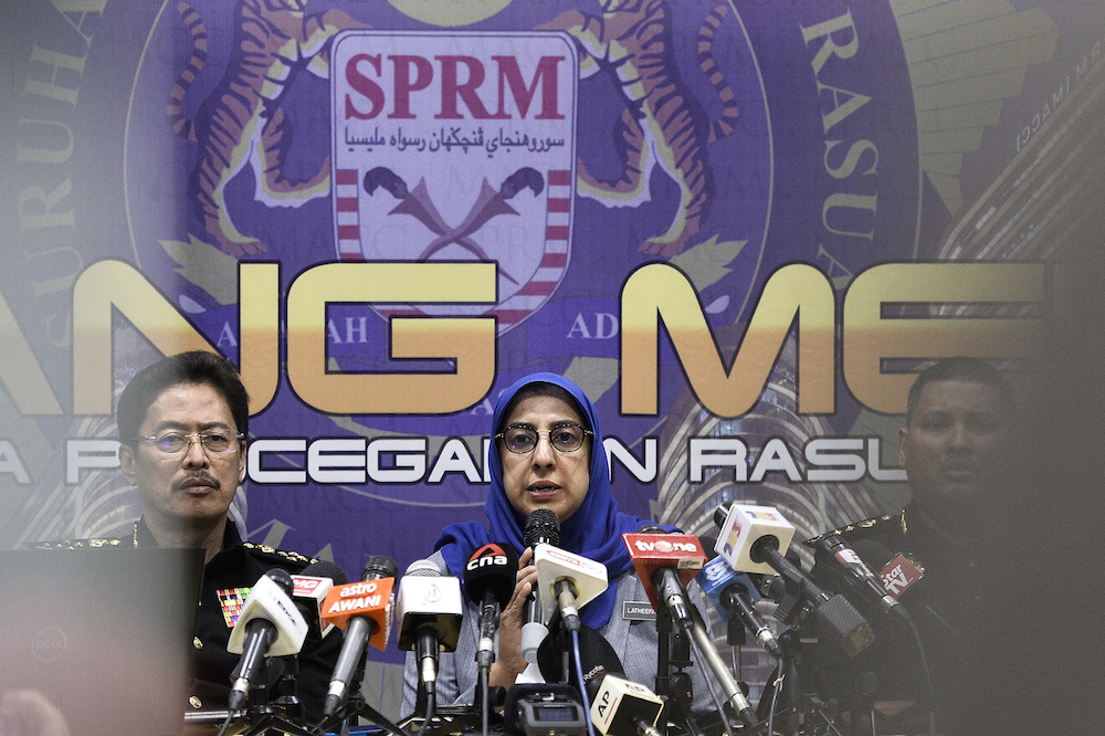 Malaysian Anti-Corruption Commission (MACC) chief commissioner Latheefa Koya speaks during a press conference at MACC headquarters in Putrajaya January 8, 2020. u00e2u20acu201d Picture by Miera Zulyana
