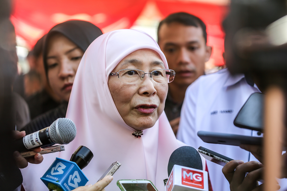 Deputy Prime Minister Datuk Seri Dr Wan Azizah Wan Ismail speaks to reporters in Taman Muda, Ampang January 19, 2020. u00e2u20acu201d Picture by Firdaus Latif