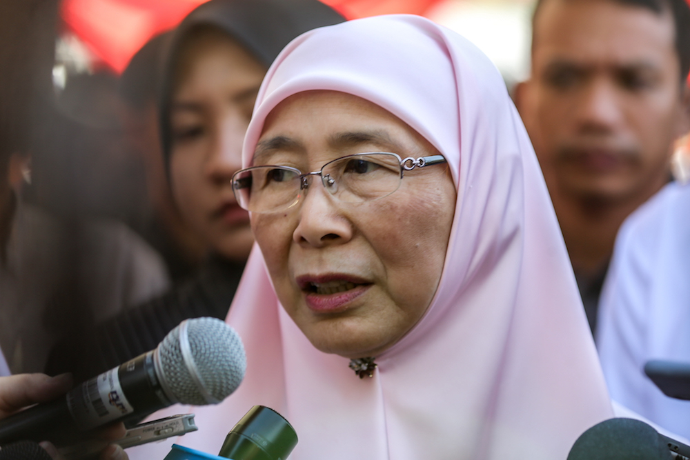 Deputy Prime Minister Datuk Seri Dr Wan Azizah Wan Ismail speaks to reporters in Taman Muda, Ampang January 19, 2020. u00e2u20acu201d Picture by Firdaus Latif