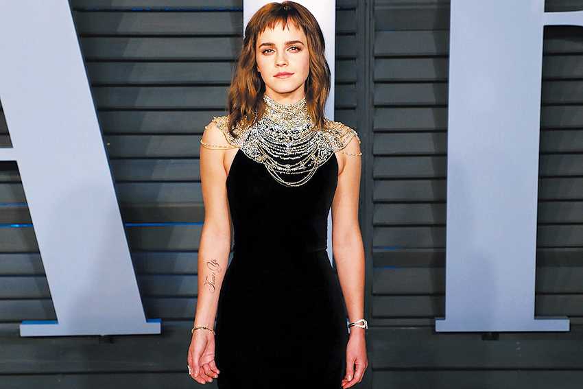 知名女星艾瑪華森（Emma Watson）在金球奖红地毯上也配戴着“未来钻石。”