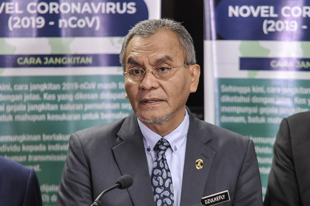 Health Minister Datuk Seri Dzulkefly Ahmad speaks to reporters during the Health Ministryu00e2u20acu2122s daily press briefing in Putrajaya January 30, 2020. u00e2u20acu201d Picture by Shafwan Zaidon