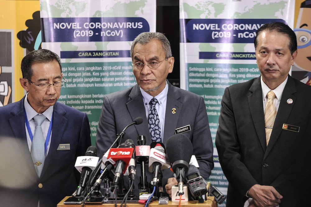 Health Minister Datuk Seri Dzulkefly Ahmad speaks to reporters during the Health Ministryu00e2u20acu2122s daily press briefing in Putrajaya January 30, 2020. u00e2u20acu201d Picture by Shafwan Zaidon