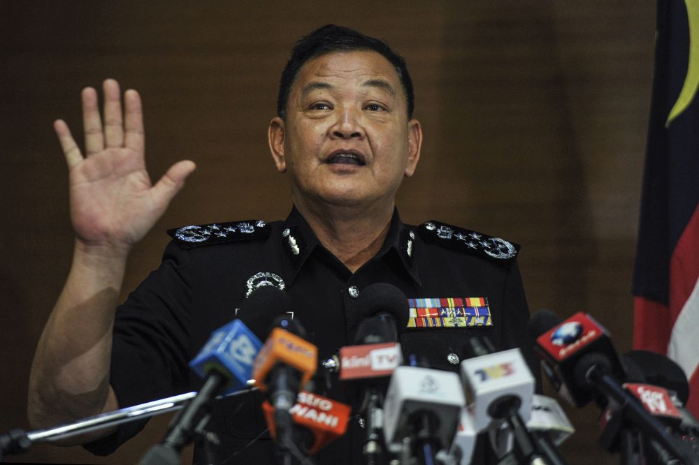 Inspector-General of Police Tan Sri Abdul Hamid Bador speaks during a press conference in Kuala Lumpur January 13, 2020. u00e2u20acu201d Picture by Shafwan Zaidon